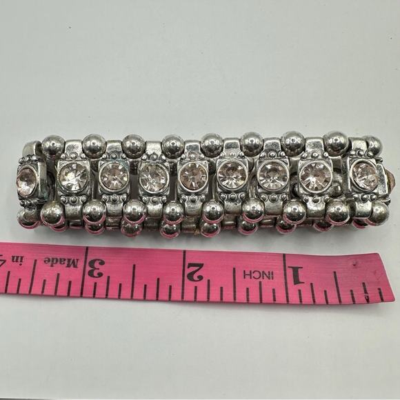 Light Pink Rhinestone Stretch Bracelet Unbranded Silver tone Retro - Picture 9 of 12